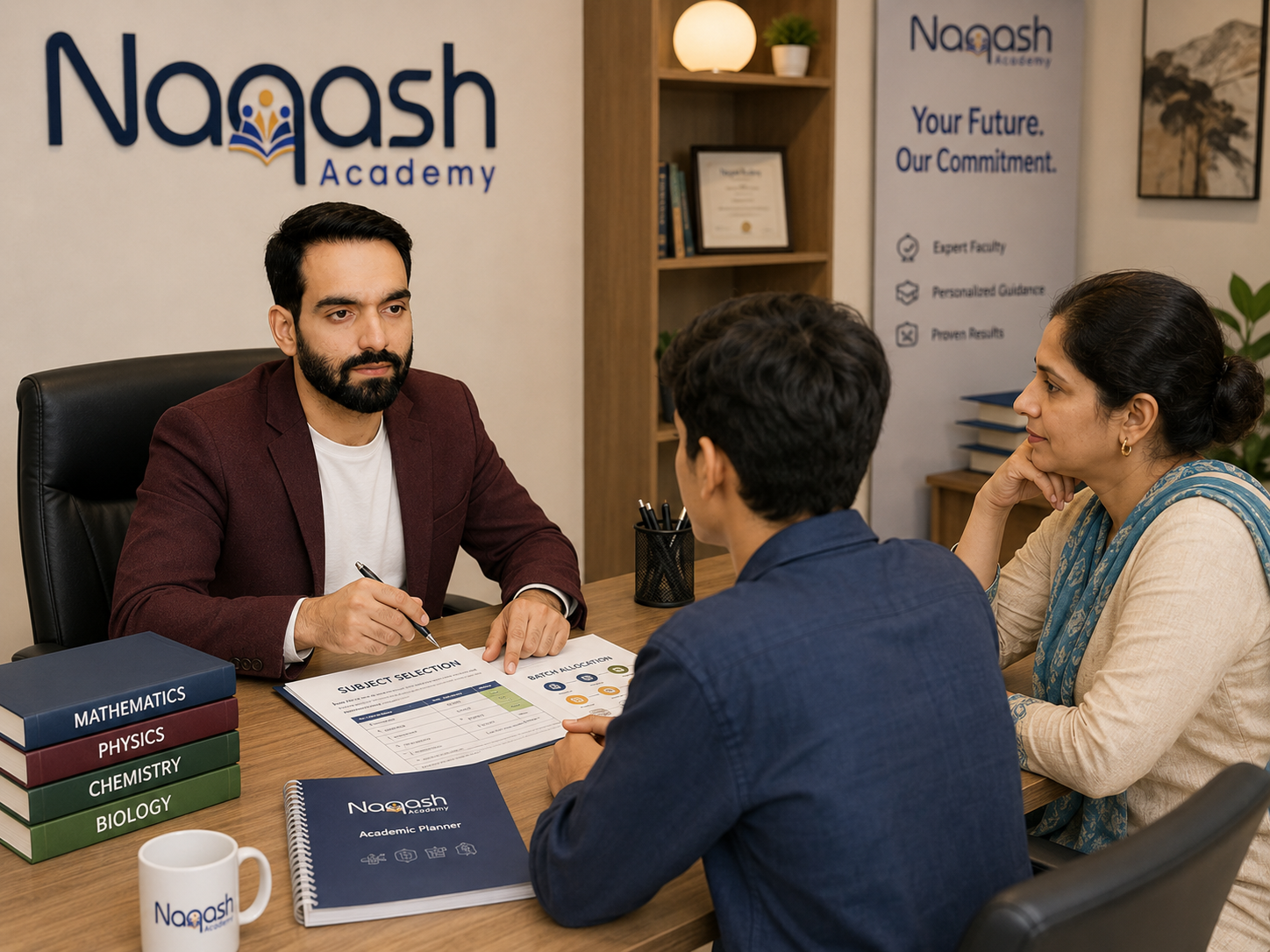Naqash guiding a family through subject selection